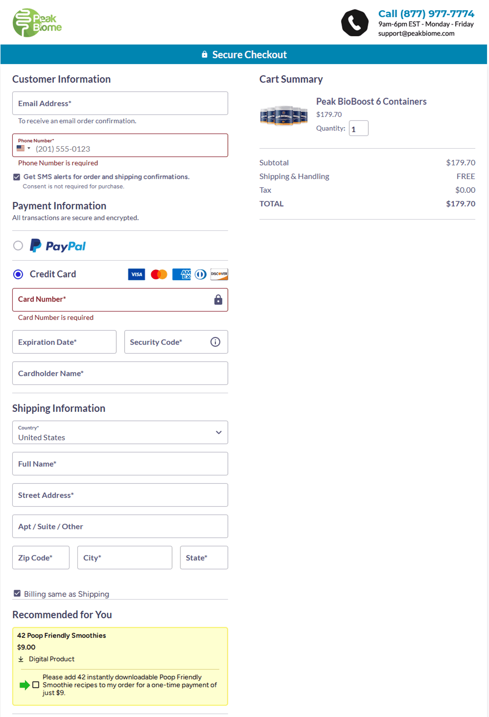 Peak BioBoost Checkout
